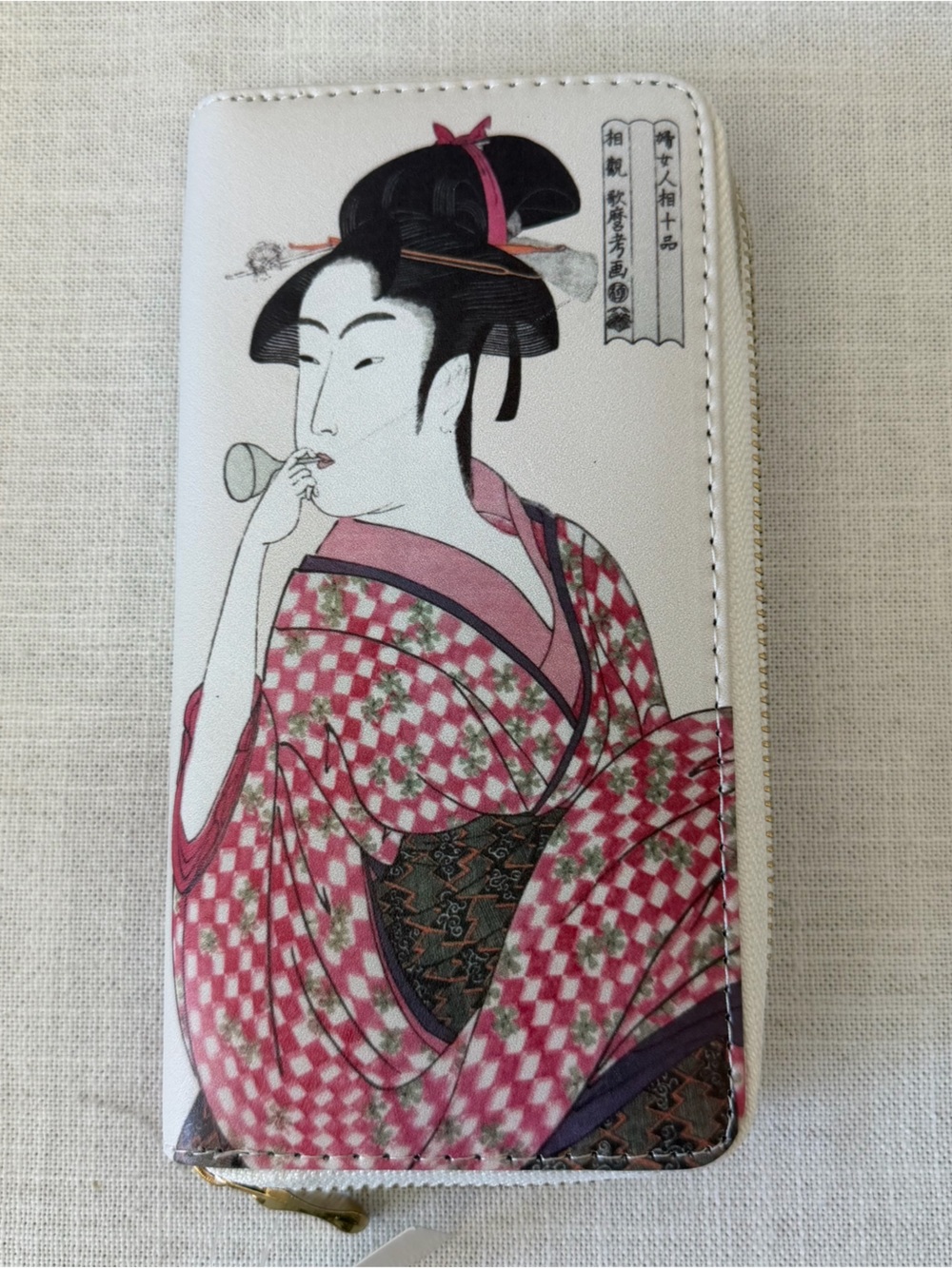 Kitagawa Utamaro Ukiyo-e Geisha Girl Japanese Zip Around Long Wallet NEW